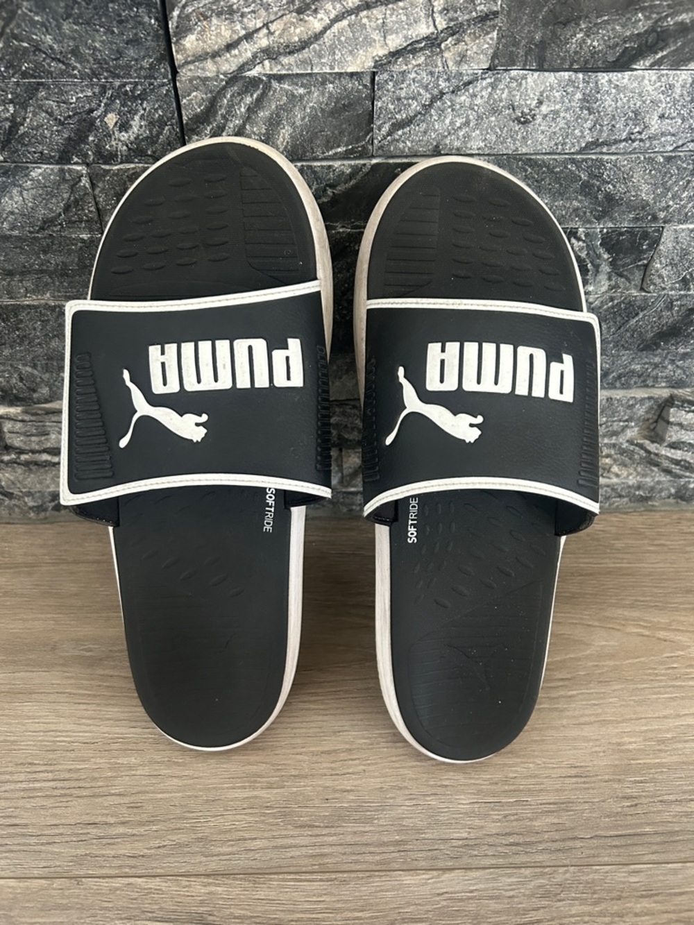 Puma Black‎ and White Adjustable Slide Sandals Men’s Size 13